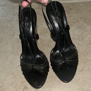 Strappy Black Aldo Wedges.  Barely Worn.
